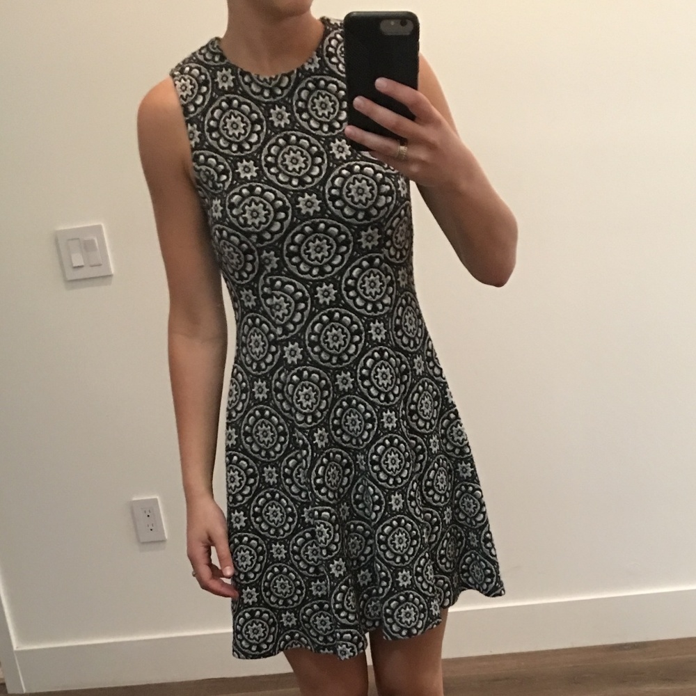 Zara navy & white patterned dress